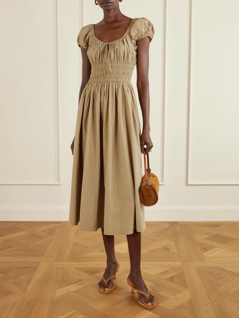 Doen Quinn in prairie sands xlarge midi dress bohemian organic cotton minimalist - Picture 2 of 5